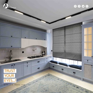 پروژه کابینت نئوکلاسیک متریال پلی اورتان کابینت آبی