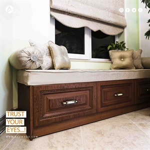 پروژه کمد دیواری کلاسیک روکش چوب قهوه ای فندقی