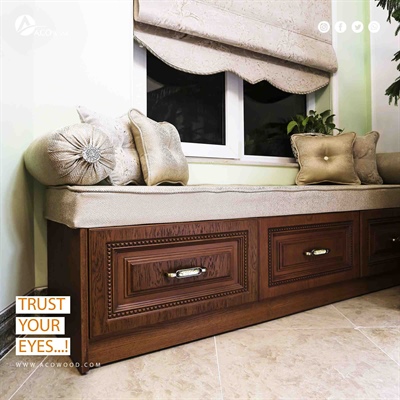 پروژه کمد دیواری کلاسیک روکش چوب قهوه ای فندقی