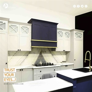 پروژه کابینت نئوکلاسیک ممبران کابینت آبی صفحه کابینت مرمریت